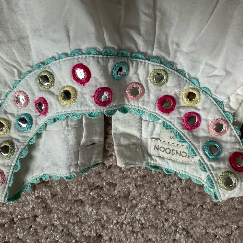 Colorful Embellished White Top